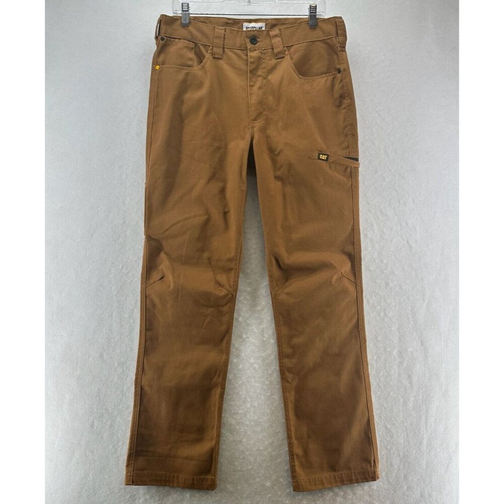 CAT Caterpillar Pants Mens 32x32 Canvas Carpenter Work Straight Twill Bronze